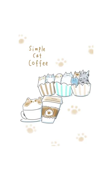 [LINE着せ替え] シンプル ねこ いっぱい コーヒーの画像1