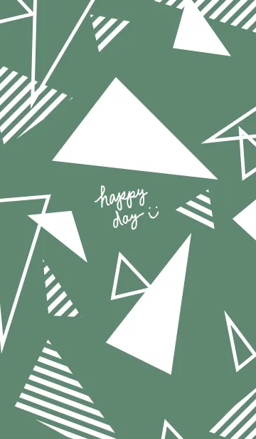 [LINE着せ替え] 白三角スマイルくすみグリーン5の画像1