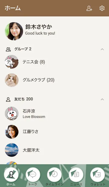 [LINE着せ替え] 白三角スマイルくすみグリーン5の画像2