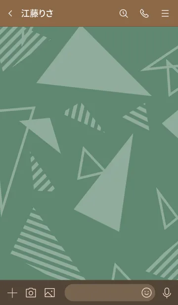 [LINE着せ替え] 白三角スマイルくすみグリーン5の画像3