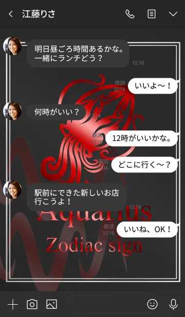 [LINE着せ替え] 12星座 -水瓶座4 レッド-の画像4