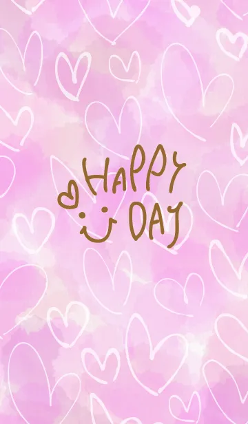 [LINE着せ替え] 水彩ピンク白ハートスマイル19の画像1