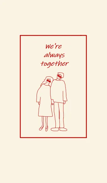 [LINE着せ替え] We're always together / beige redの画像1