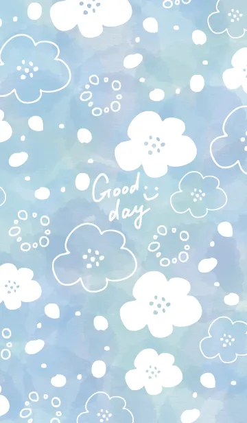 [LINE着せ替え] 手書きお花水彩ブルー6の画像1