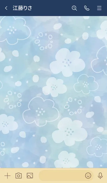 [LINE着せ替え] 手書きお花水彩ブルー6の画像3