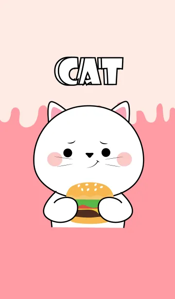 [LINE着せ替え] White Cat is Enjoy Eating (jp)の画像1