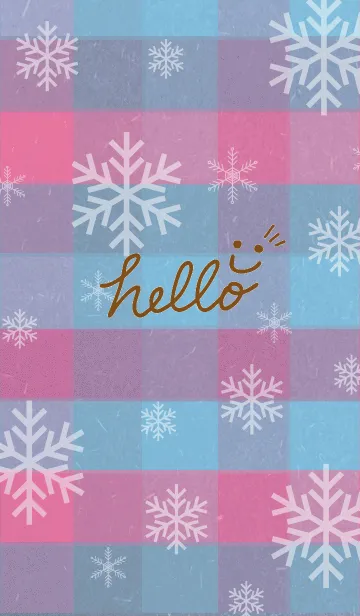 [LINE着せ替え] 雪の結晶チェック青/ピンク-スマイル28-の画像1