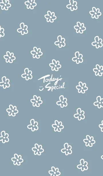 [LINE着せ替え] 白いお花 くすみブルー5の画像1