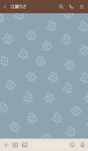[LINE着せ替え] 白いお花 くすみブルー5の画像3