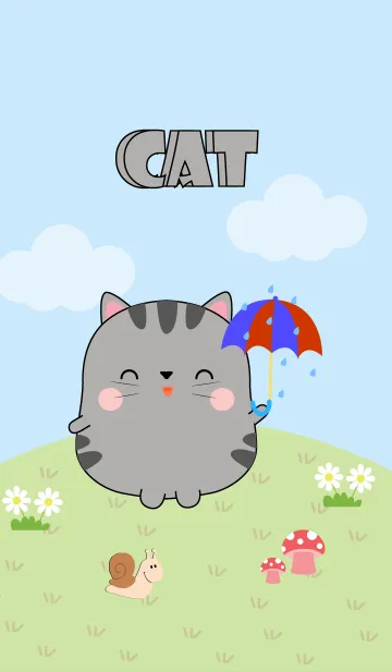 [LINE着せ替え] Love Cute Fat Gray Cat Theme (jp)の画像1