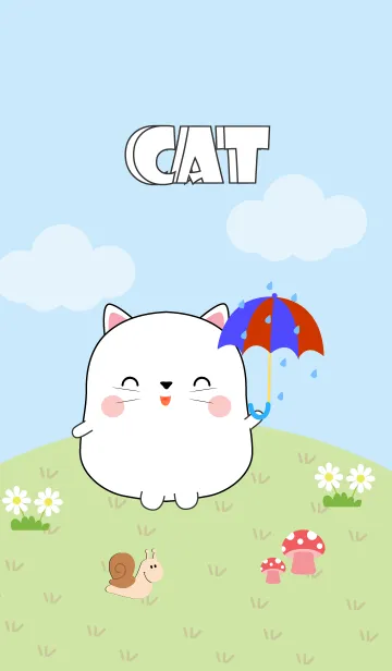 [LINE着せ替え] Love Cute Fat White Cat Theme (jp)の画像1