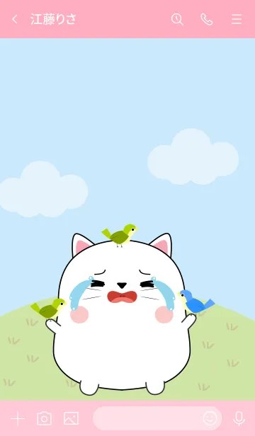 [LINE着せ替え] Love Cute Fat White Cat Theme (jp)の画像3