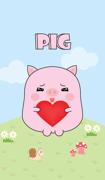 [LINE着せ替え] Love Cute Fat Pink Pig Theme (jp)の画像1