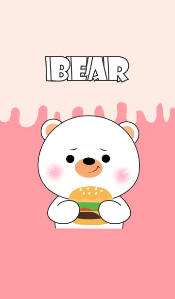 [LINE着せ替え] White Bear is Enjoy Eating (jp)の画像1