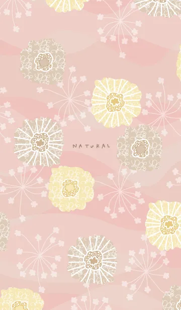 [LINE着せ替え] ベージュ系 花 ピンク4の画像1