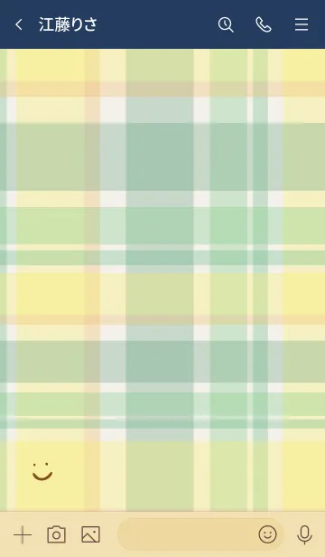 [LINE着せ替え] チェック柄 緑 スマイル付き3の画像3