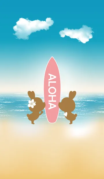 [LINE着せ替え] suntan rabbits and surfboard ALOHA 11.の画像1