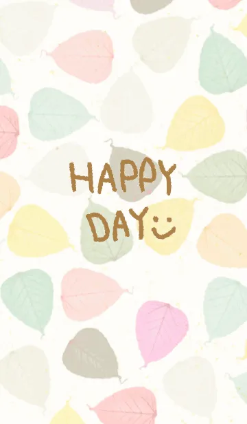 [LINE着せ替え] カラフル葉っぱスマイル20の画像1