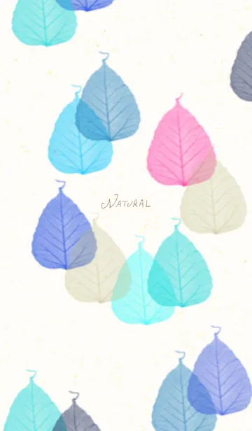 [LINE着せ替え] 葉っぱ 重ね 青 ピンク10の画像1