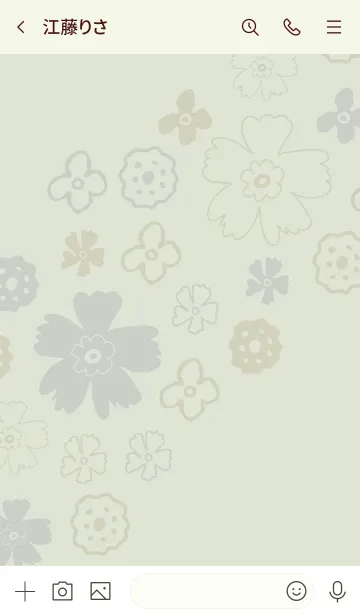 [LINE着せ替え] 手書き花 くすみグリーンの画像3