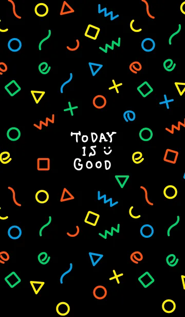 [LINE着せ替え] カラフル図形 黒15の画像1