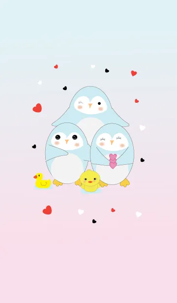 [LINE着せ替え] Penguins with flowers jpの画像1