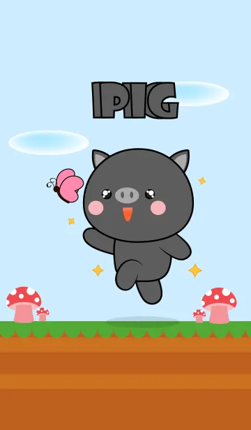 [LINE着せ替え] Love U Cute Black Pig Theme (JP)の画像1