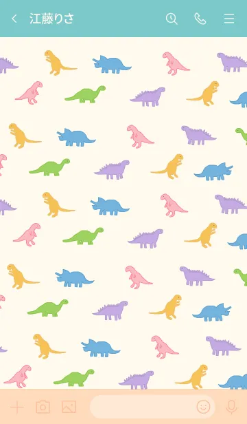 [LINE着せ替え] カラフル恐竜 / ivorygreen pinkの画像3