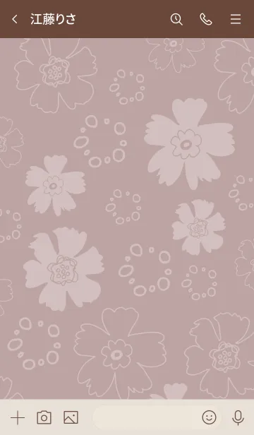 [LINE着せ替え] ナチュラル 花と丸 くすみピンクの画像3