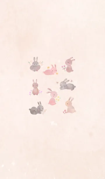 [LINE着せ替え] Flowery Bunniesの画像1