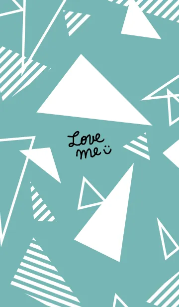 [LINE着せ替え] 白三角スマイルくすみグリーン4の画像1