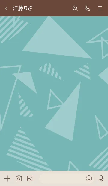 [LINE着せ替え] 白三角スマイルくすみグリーン4の画像3