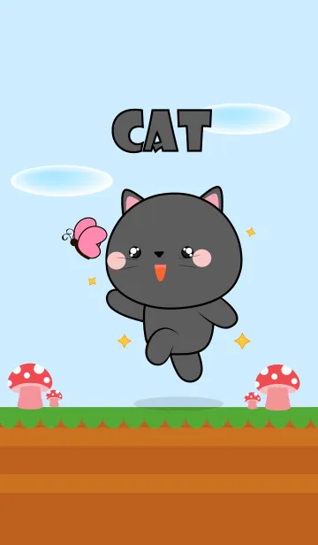 Love U Cute Black Cat Theme (JP)の着せ替えメイン画像