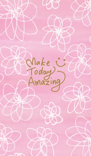 [LINE着せ替え] 水彩お花ピンクスマイル25の画像1