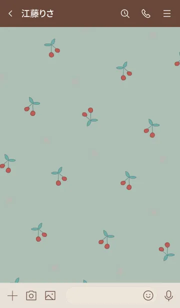 [LINE着せ替え] cherry pattern / dusty greenの画像3