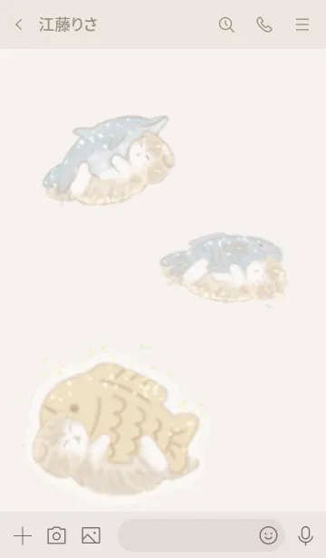 [LINE着せ替え] シンプル 猫 ベージュの画像3