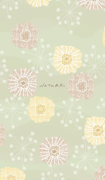 [LINE着せ替え] ベージュ系 花 グリーン5の画像1