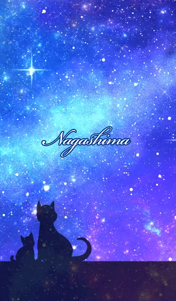 [LINE着せ替え] ながしま用★星空と猫シルエットの画像1