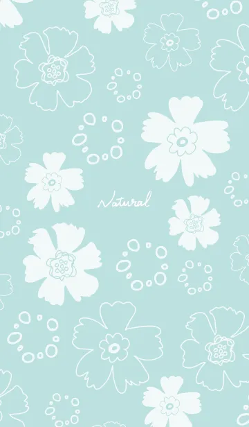 [LINE着せ替え] ナチュラル 花と丸 ブルー3の画像1