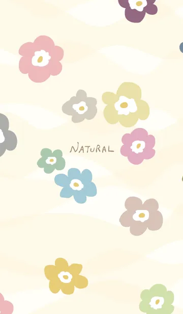 [LINE着せ替え] くすみカラー花々 ベージュの画像1