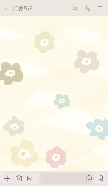 [LINE着せ替え] くすみカラー花々 ベージュの画像3