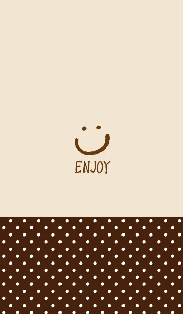 [LINE着せ替え] ベージュ茶水玉スマイル4の画像1