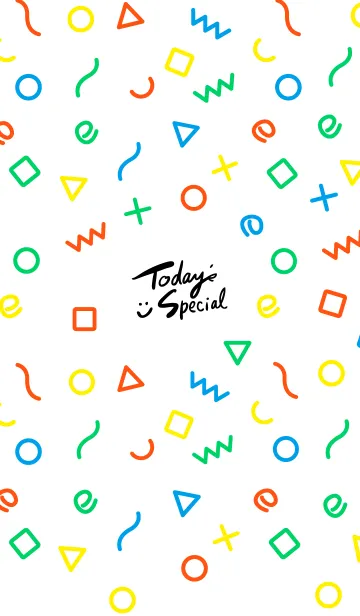 [LINE着せ替え] カラフル図形 白10の画像1