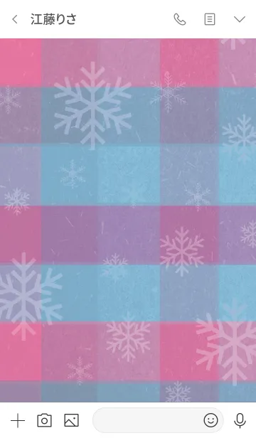 [LINE着せ替え] 雪の結晶チェック青/ピンク-スマイル26-の画像3