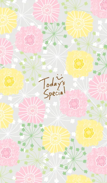 [LINE着せ替え] 北欧風お花グレー スマイル2の画像1