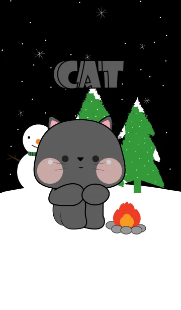 [LINE着せ替え] Cute Black Cat In Winter Season (JP)の画像1