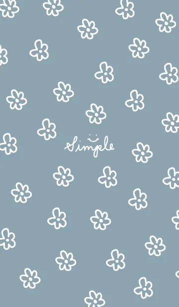 [LINE着せ替え] 白いお花 くすみブルー2の画像1