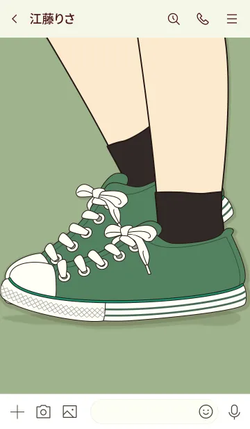 [LINE着せ替え] Sneaker Art Middle Greenの画像3