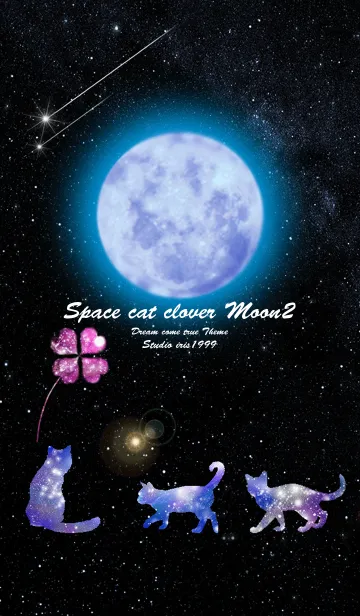運気上昇 Lucky cat clover Moon2の着せ替えメイン画像