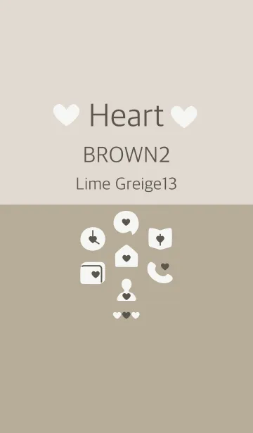 [LINE着せ替え] ハート ブラウン2 ライムグレージュ13の画像1
